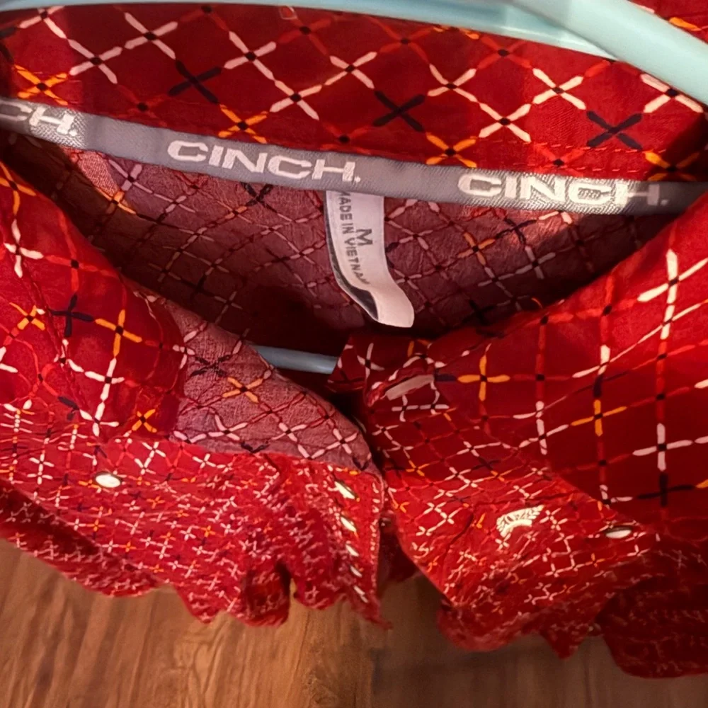 Red Patterned Cinch Rodeo Shirt - Picture 3 of 3